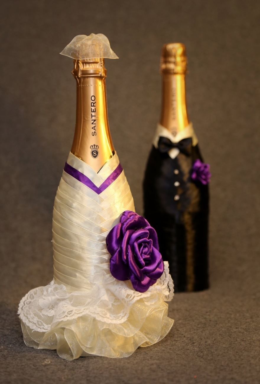 Оформление шампанского на Свадьбу
