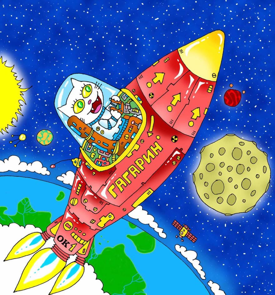 День космонавтики - детские картинки для школьников