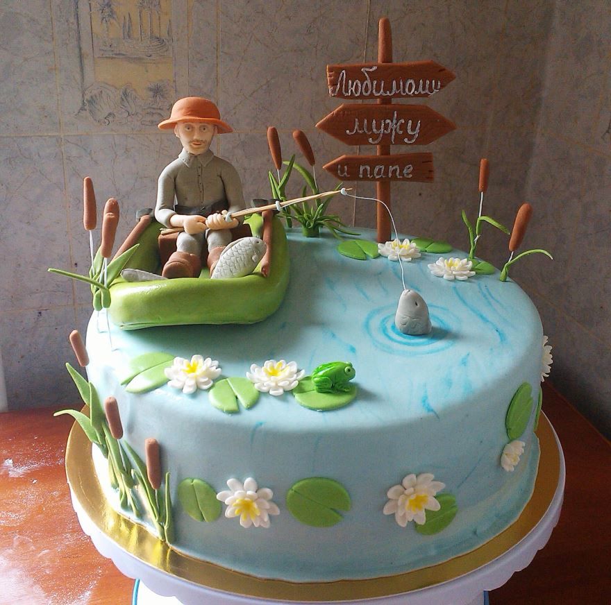 Торт мужу рыбаку на день рождения